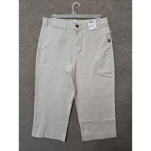 Sonoma High Rise Wide Leg Crop Pants Womens 18 Petite Beige Cotton Stretch NEW